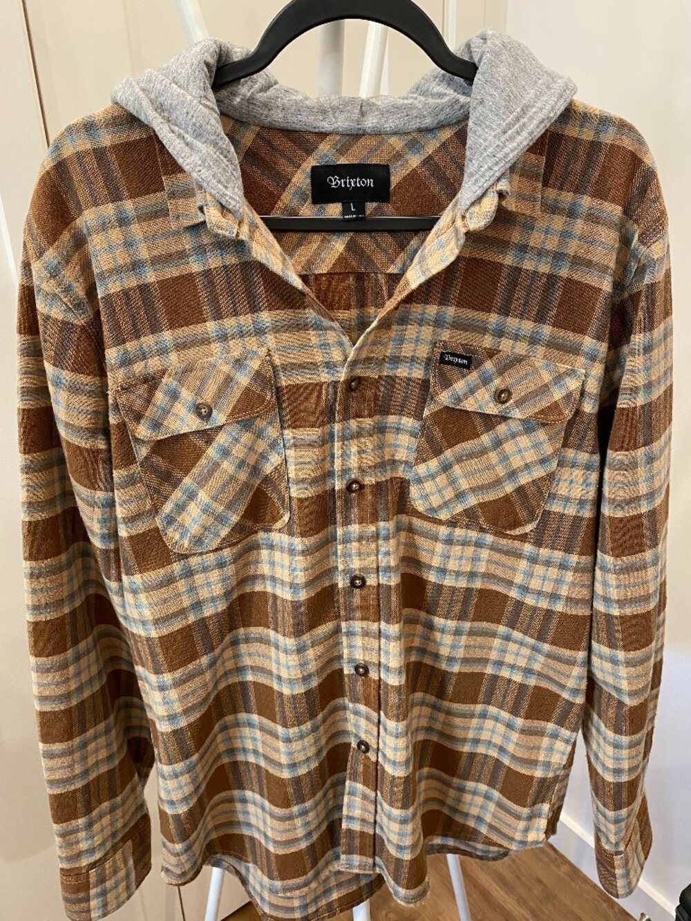Brixton Hooded Long Sleeve Plaid Shirt Jacket